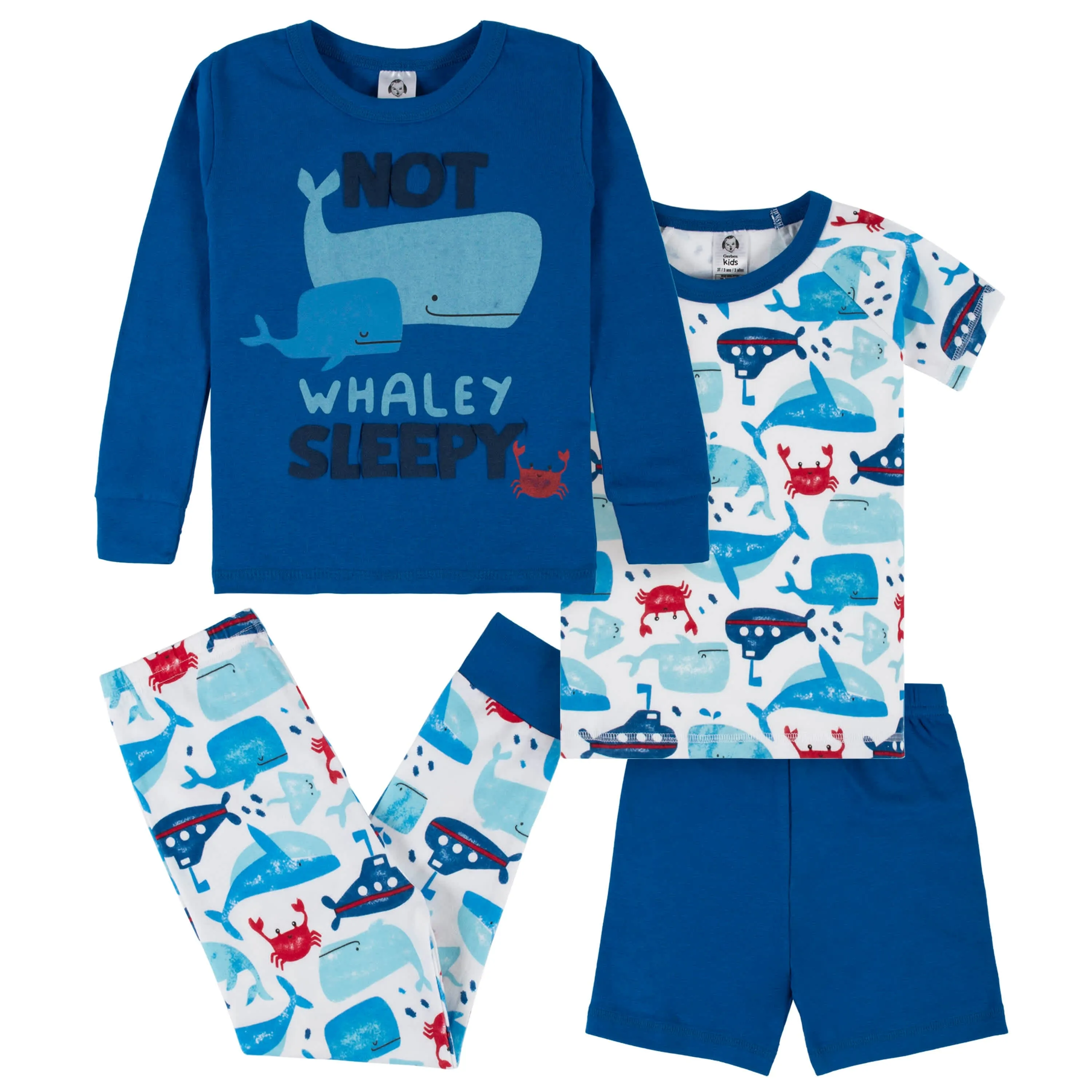 4-Piece Infant & Toddler Boys Sea Friends Snug Fit Cotton Pajamas