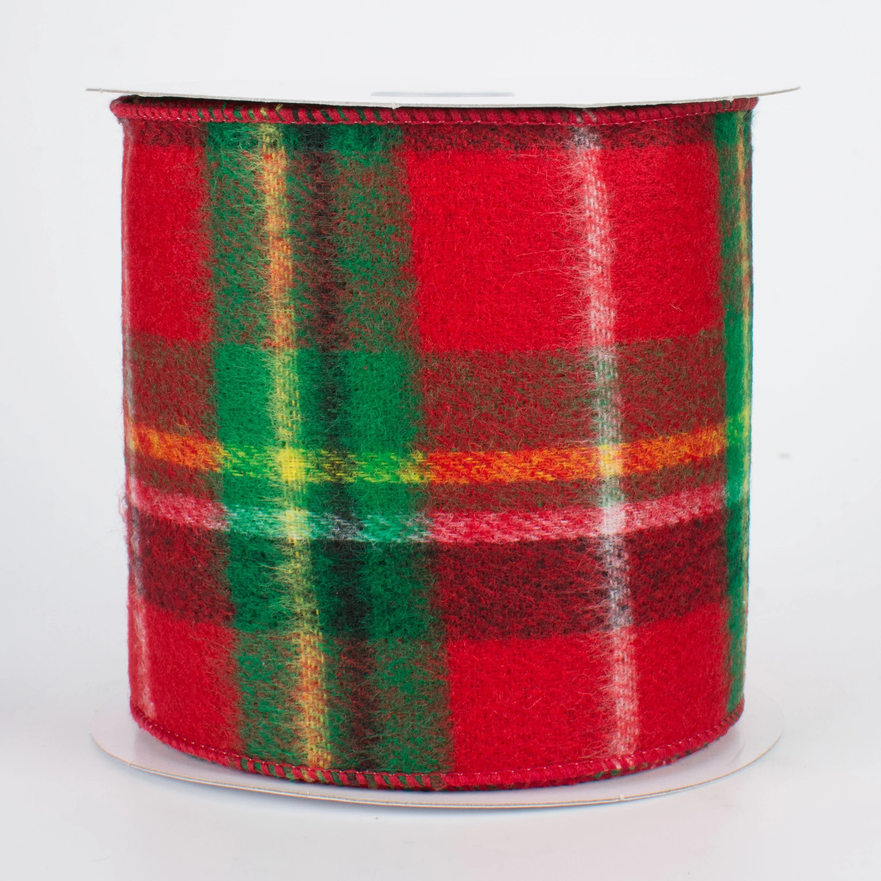 4" Fuzzy Flannel Plaid Ribbon: Christmas Tartan (10 Yards)