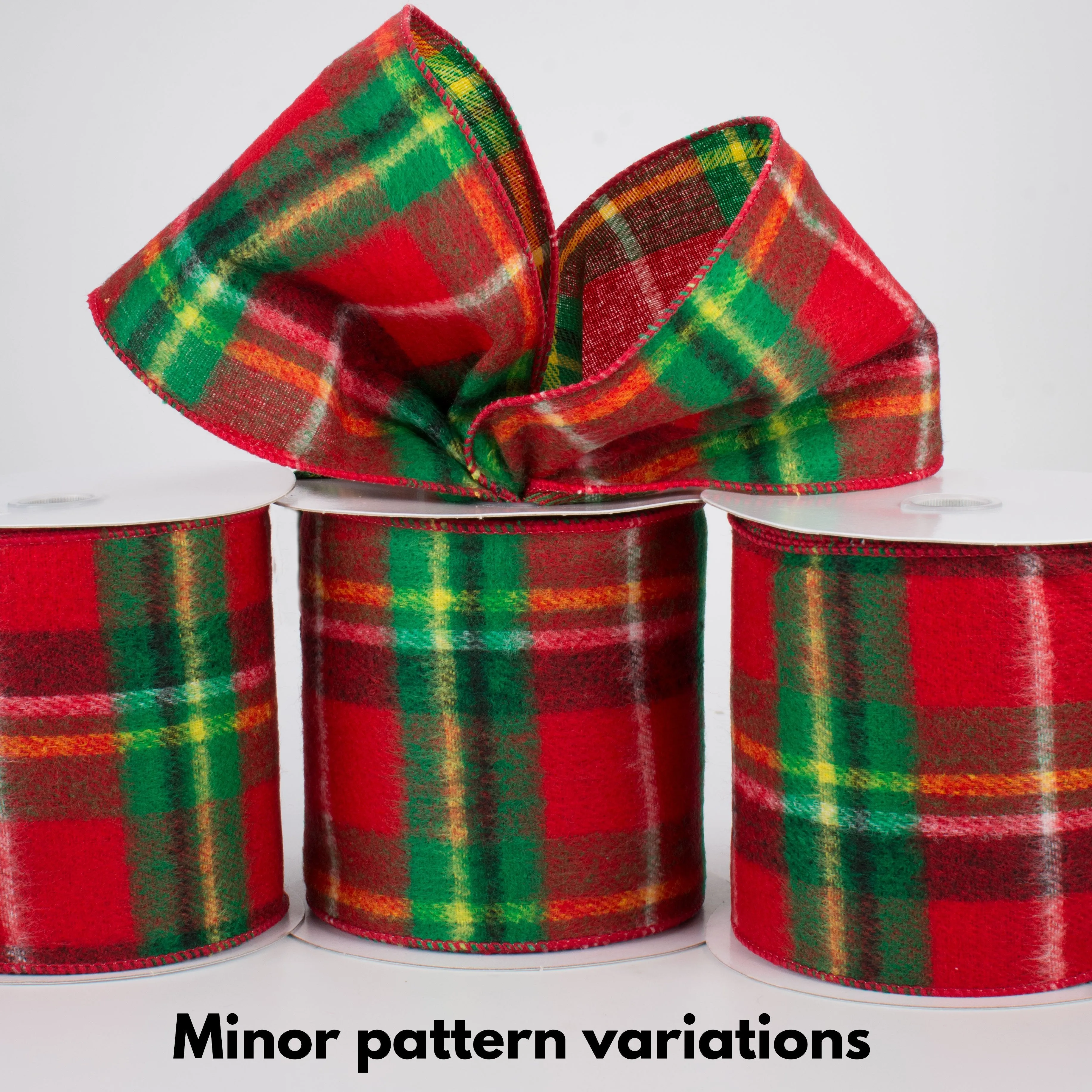 4" Fuzzy Flannel Plaid Ribbon: Christmas Tartan (10 Yards)