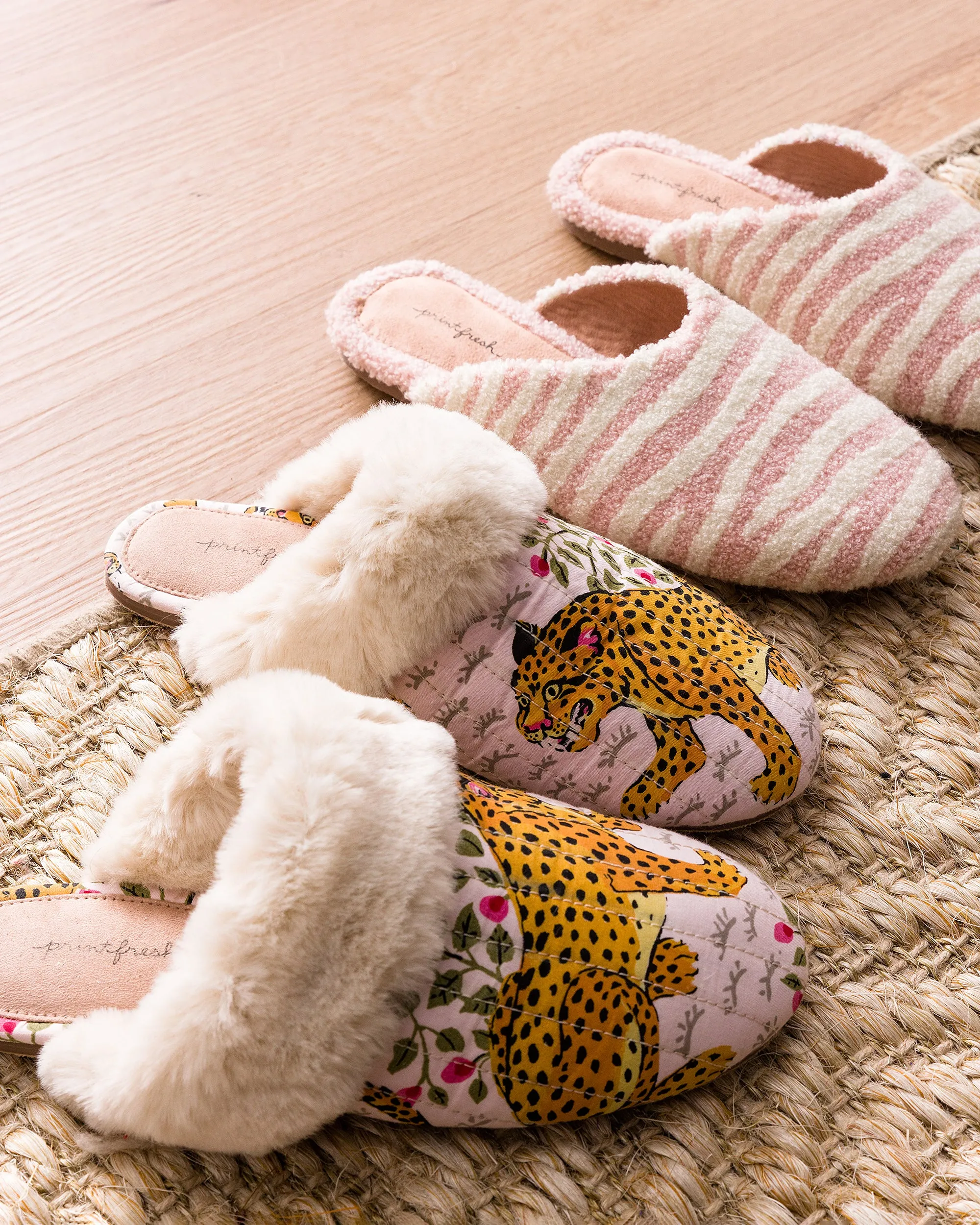 Bagheera - Quilted Faux Fur Slippers - Blush