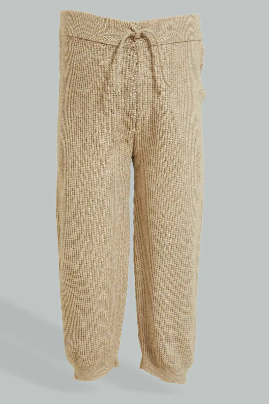 Beige Knitted Jog Set With a Hoody (2-Piece)