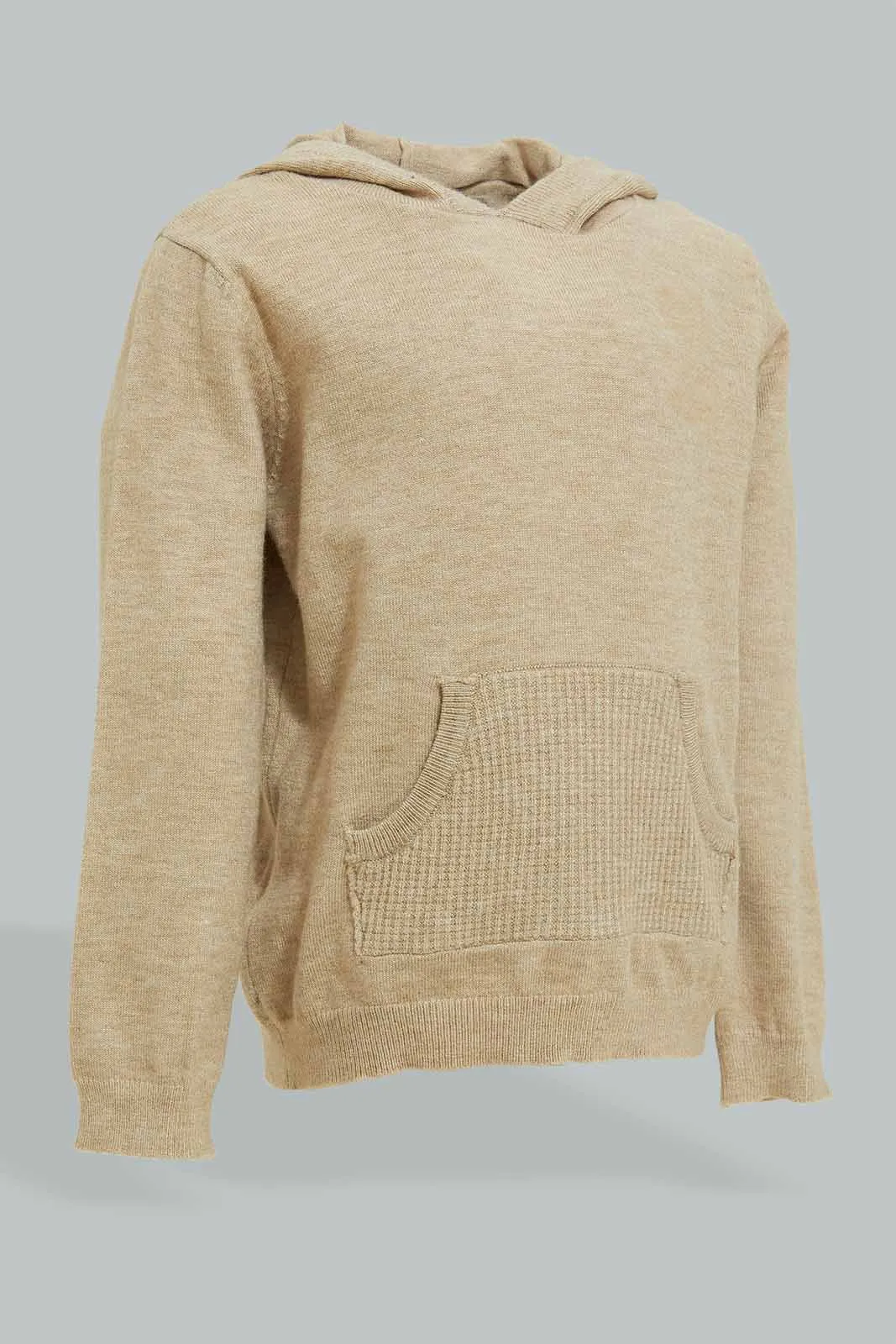 Beige Knitted Jog Set With a Hoody (2-Piece)