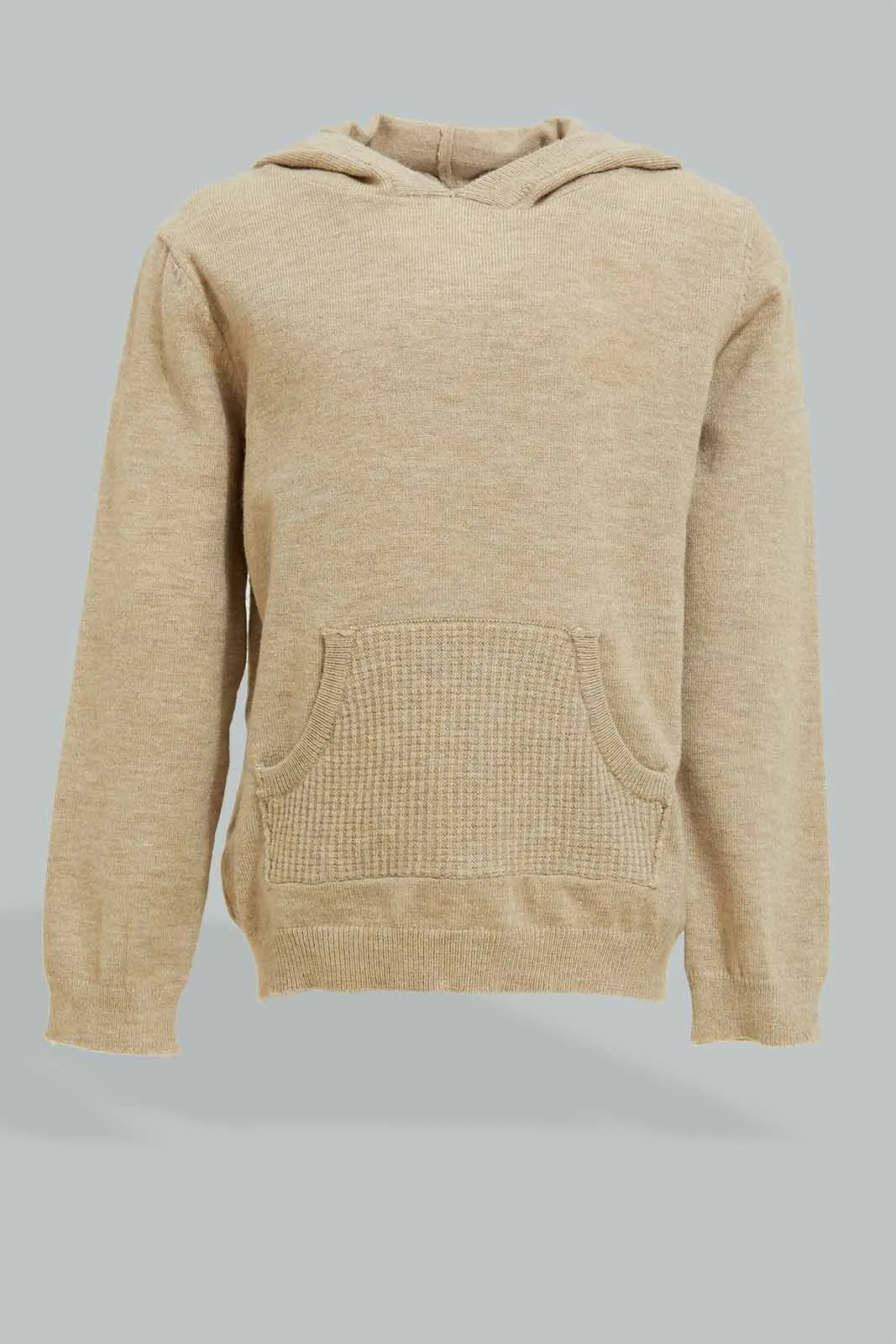 Beige Knitted Jog Set With a Hoody (2-Piece)