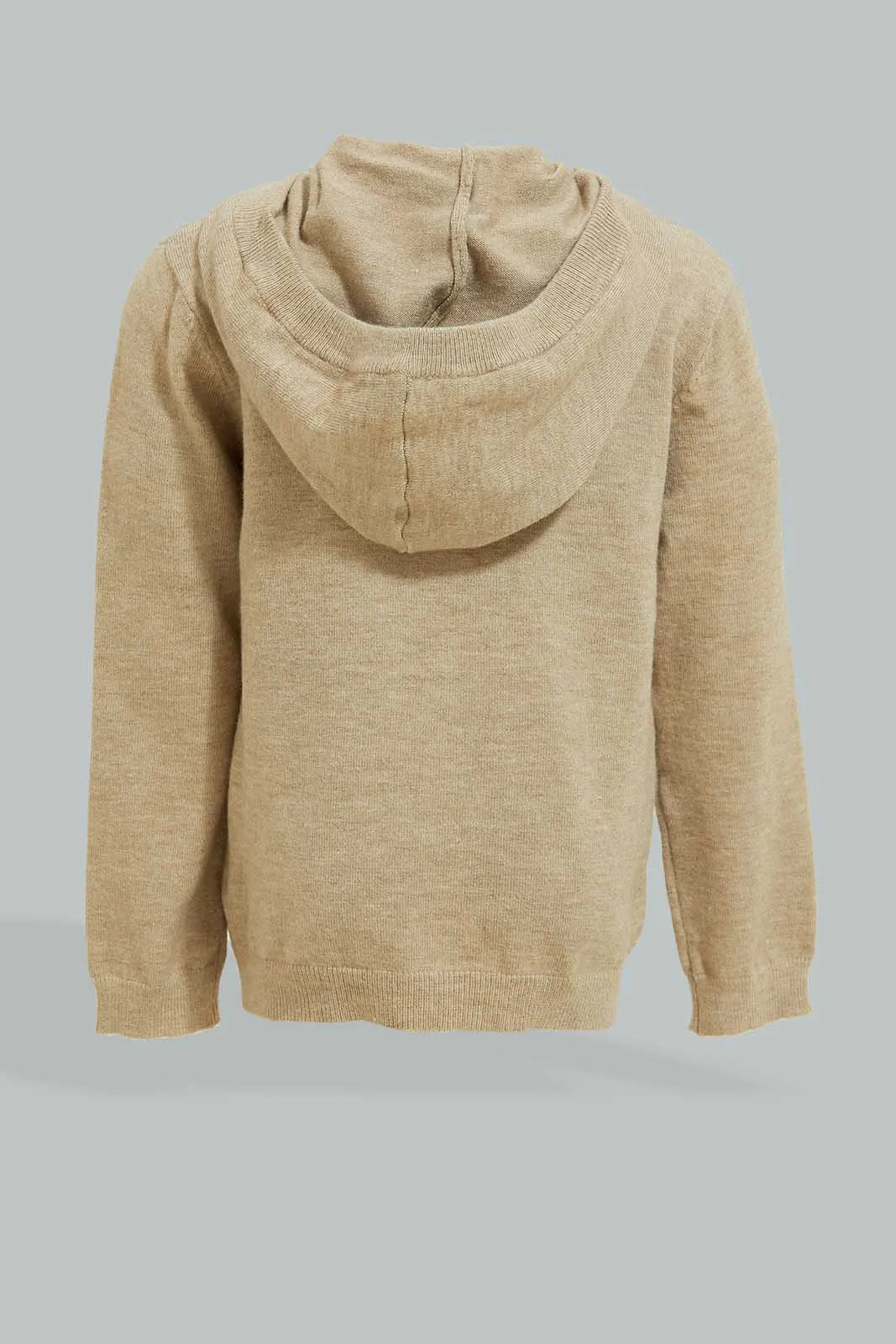 Beige Knitted Jog Set With a Hoody (2-Piece)