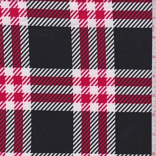 Black/Berry Glen Plaid Double Brushed Jersey Knit Fabric