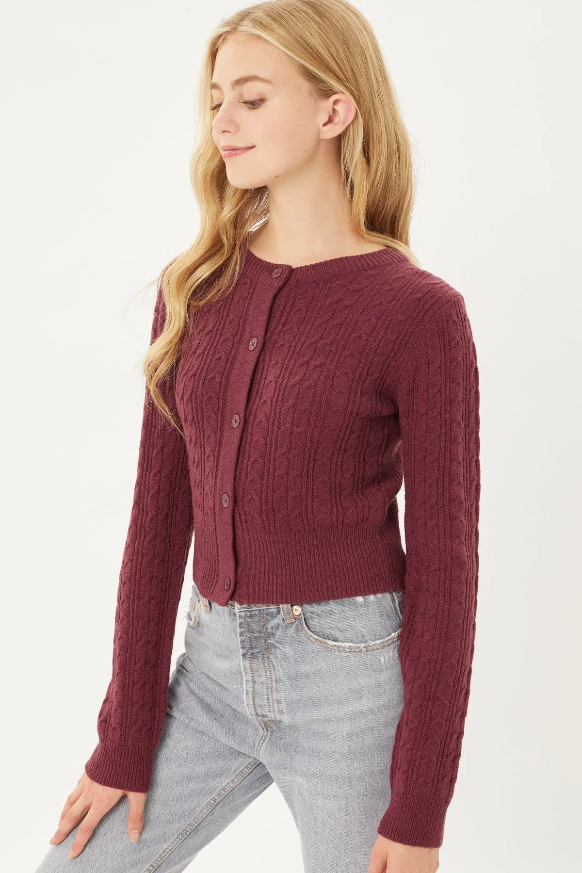 Buttoned Cable Knit Cardigan Sweater