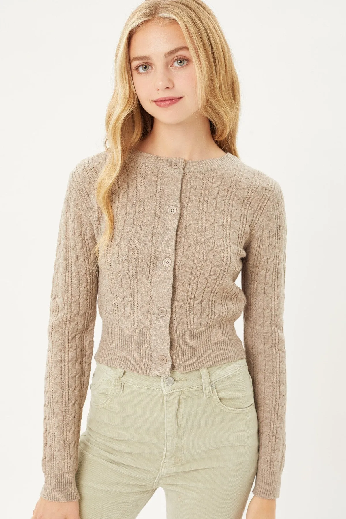 Buttoned Cable Knit Cardigan Sweater