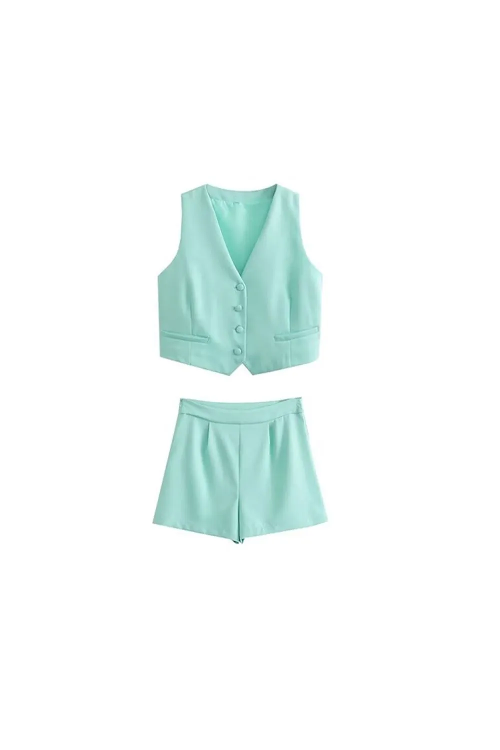 'Camila' Relaxed Fit Suit Waistcoat & Shorts Set