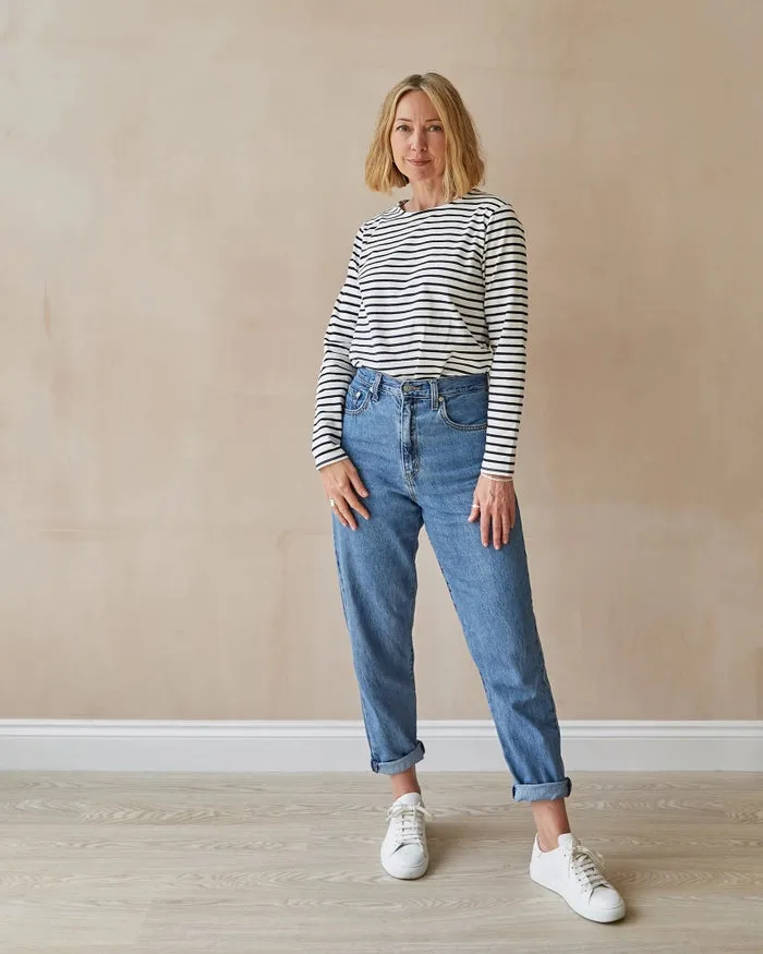 Chalk /  Fleur Top / White & Navy Stripe