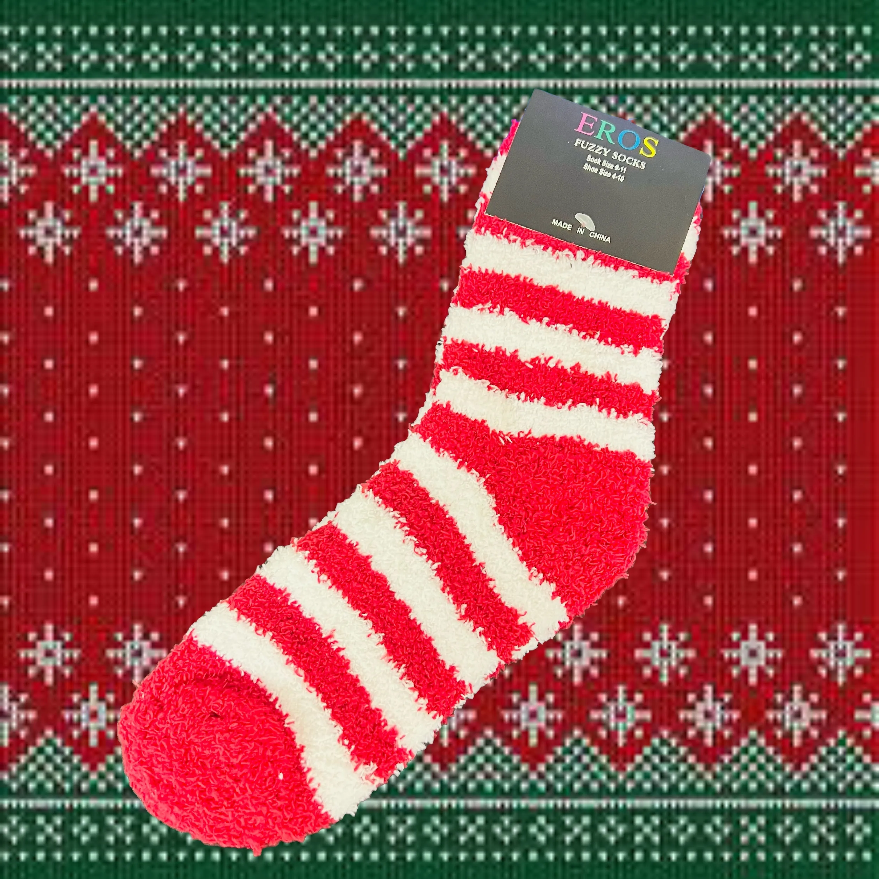 CHRISTMAS Striped Fuzzy Socks