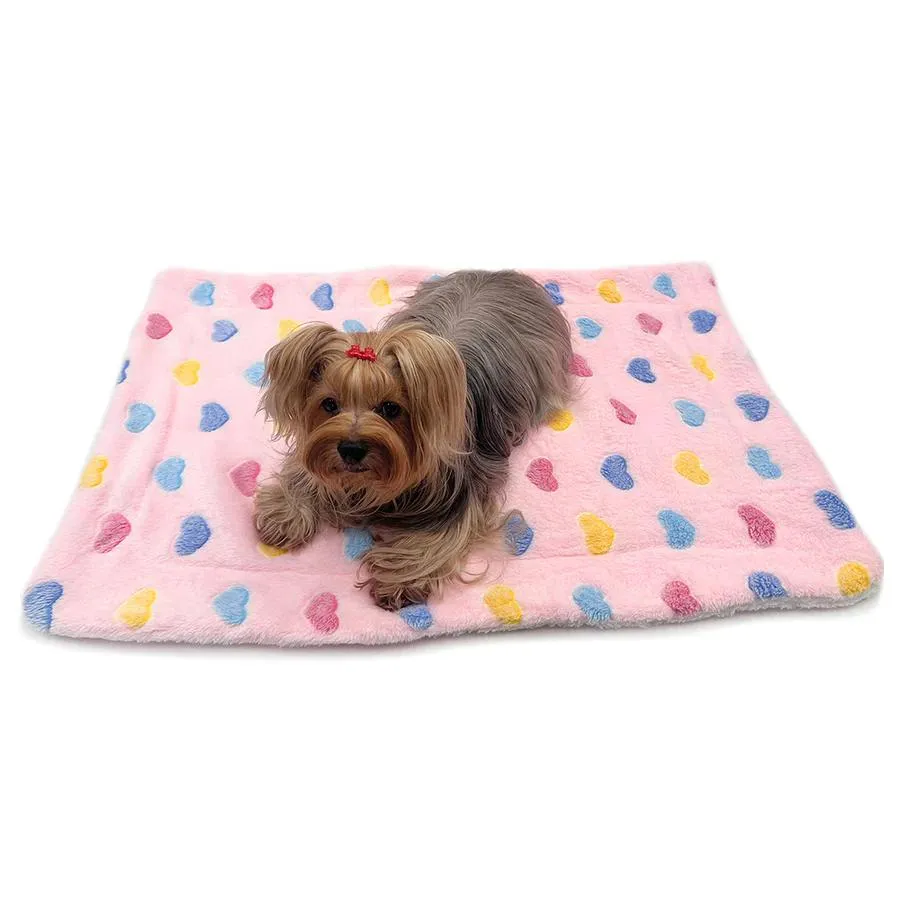 Colorful Hearts Pink Ultra Plush Dog Blanket