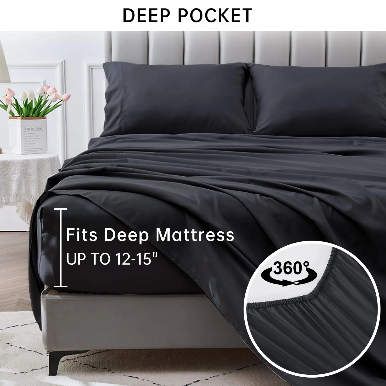 Cooling Bed Sheets Soft & Breathable Brushed Microfiber Sheet Set