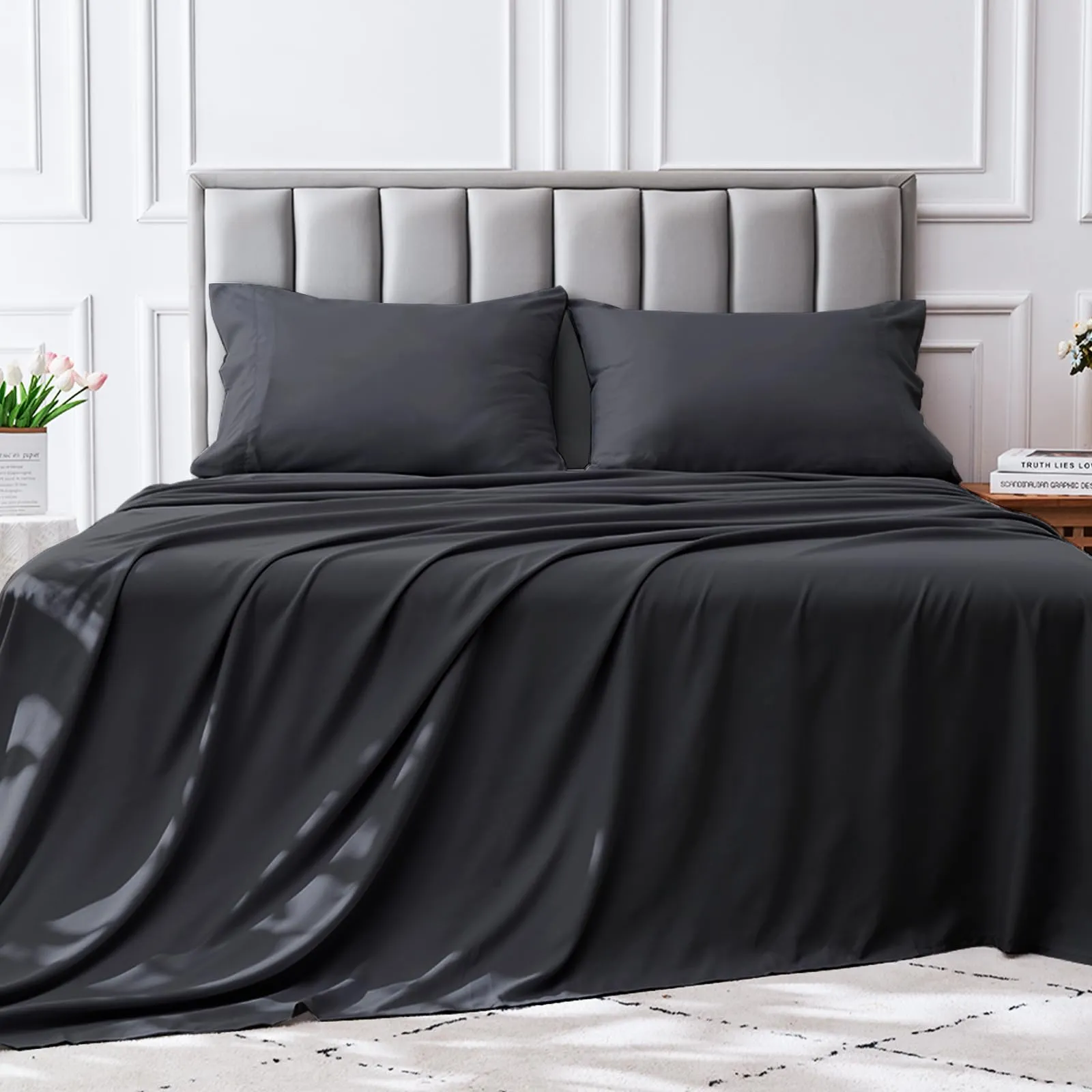 Cooling Bed Sheets Soft & Breathable Brushed Microfiber Sheet Set