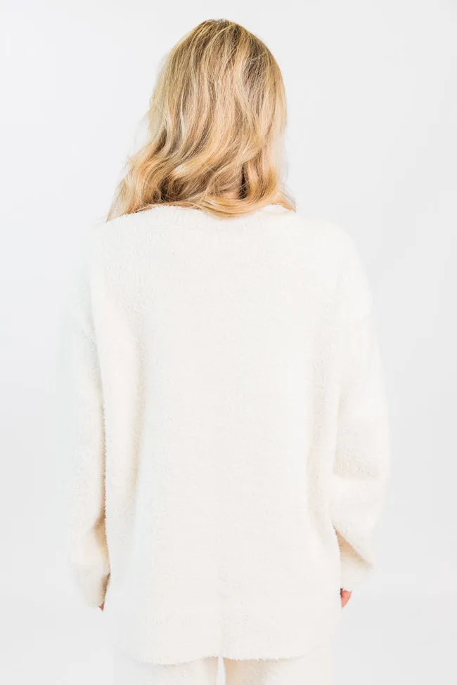 Dawn Ivory Fuzzy V-neck Sweater SALE