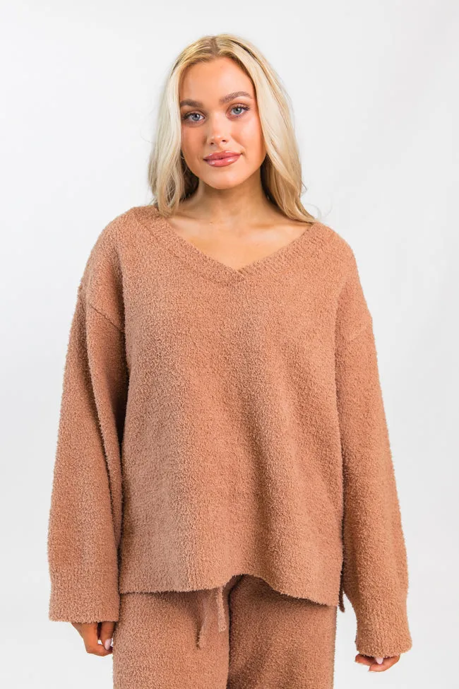 Dawn Teddy Fuzzy V-Neck Sweater