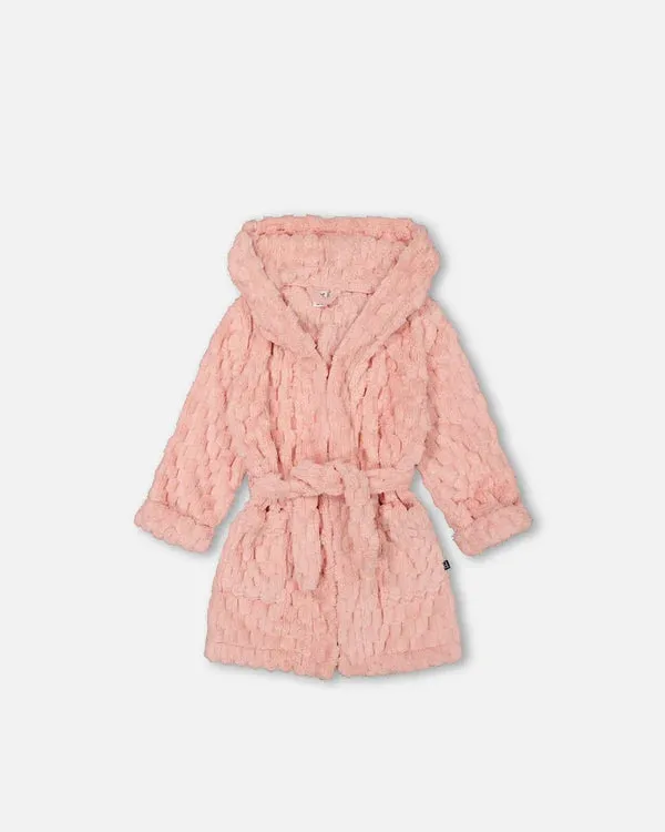 Deux Par Deux Plush Bathrobe - pink bear