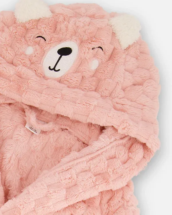 Deux Par Deux Plush Bathrobe - pink bear