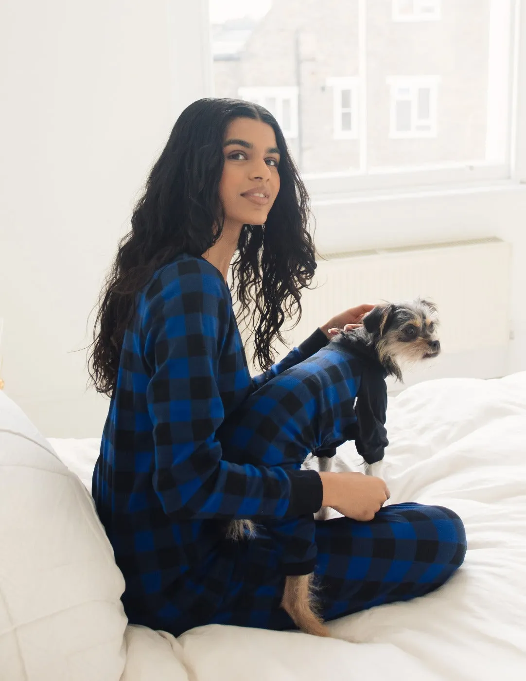 Dog Black & Navy Plaid Pajamas