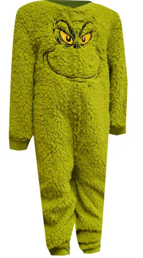 Dr Seuss Grinch Kids Warm Plush Onesie Pajama