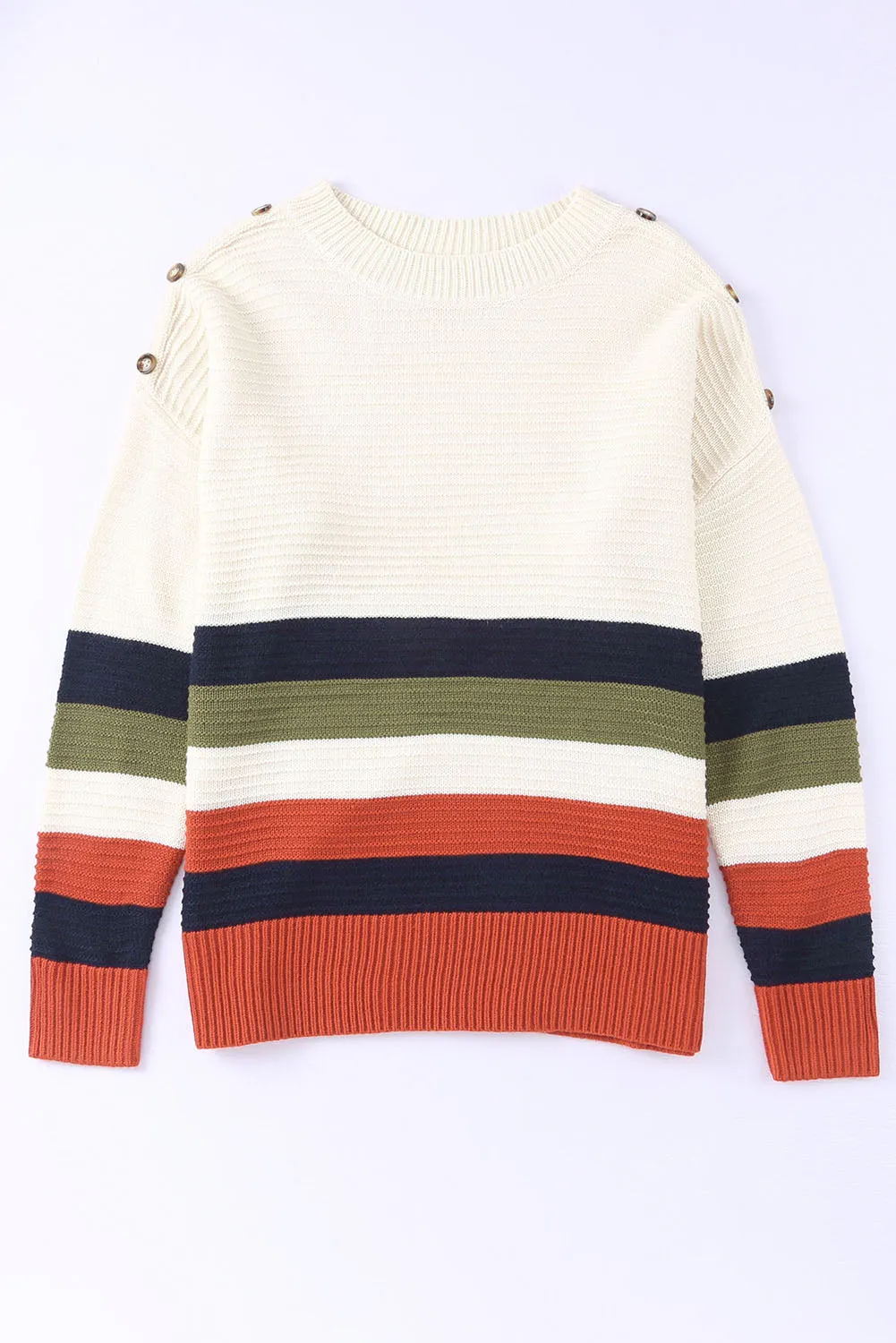 Drop Shoulder Striped Sweater