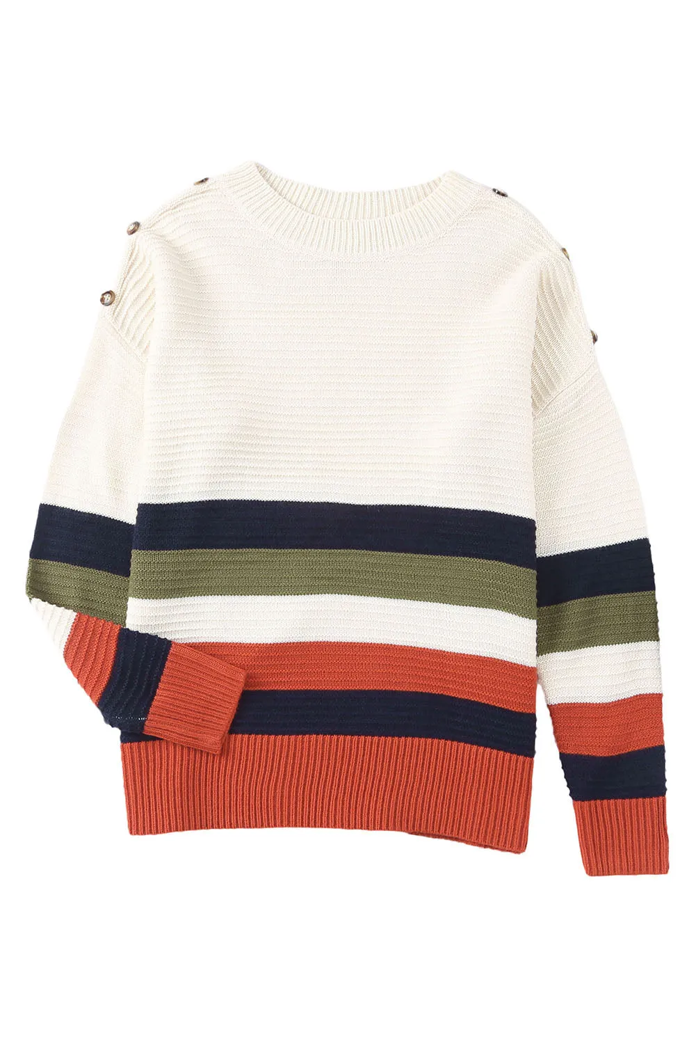 Drop Shoulder Striped Sweater