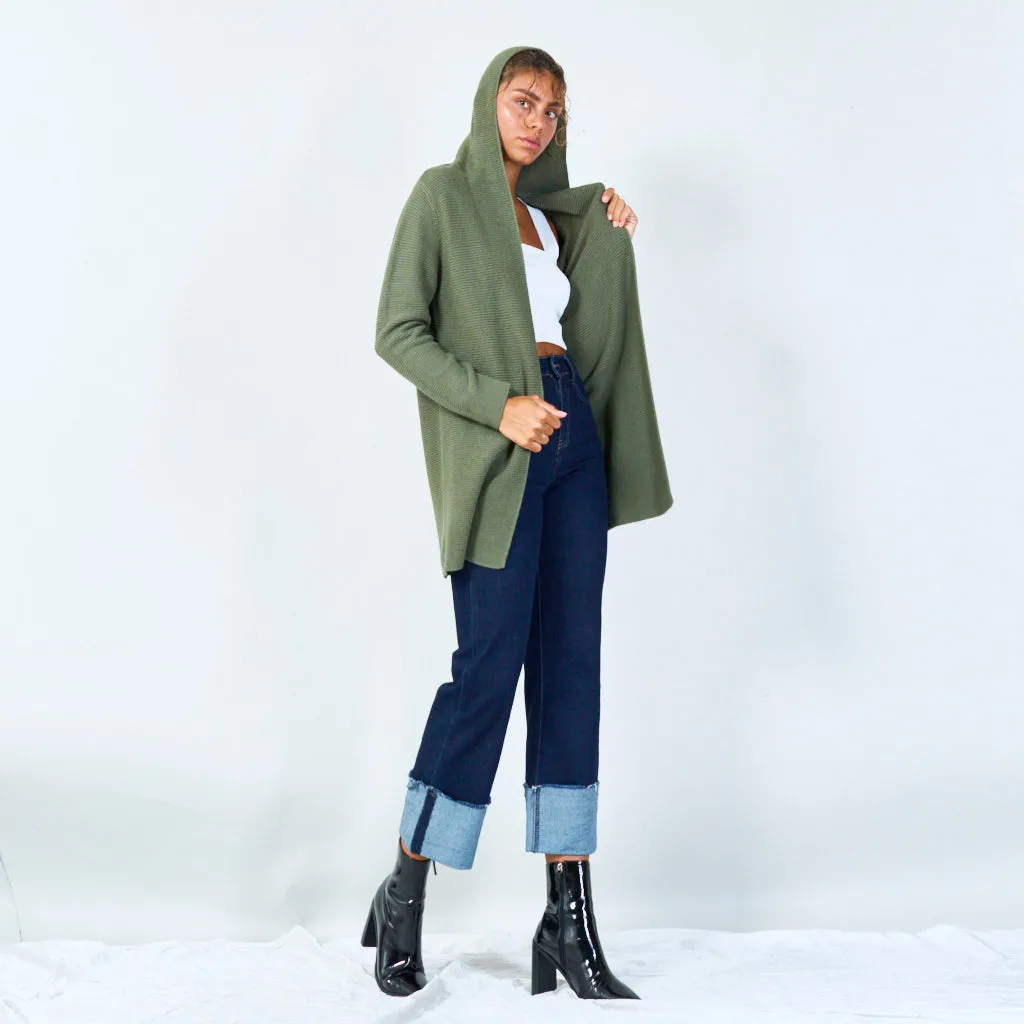 Elegant hooded long cardigan wholesale