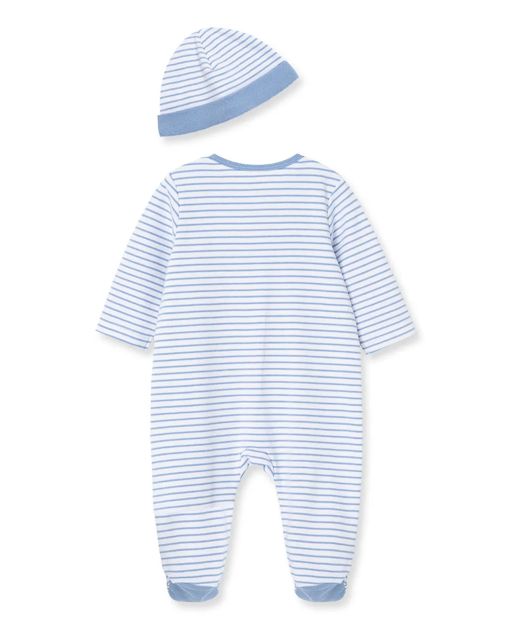 Elephant 2-Way-Zip Footed One-Piece And Hat