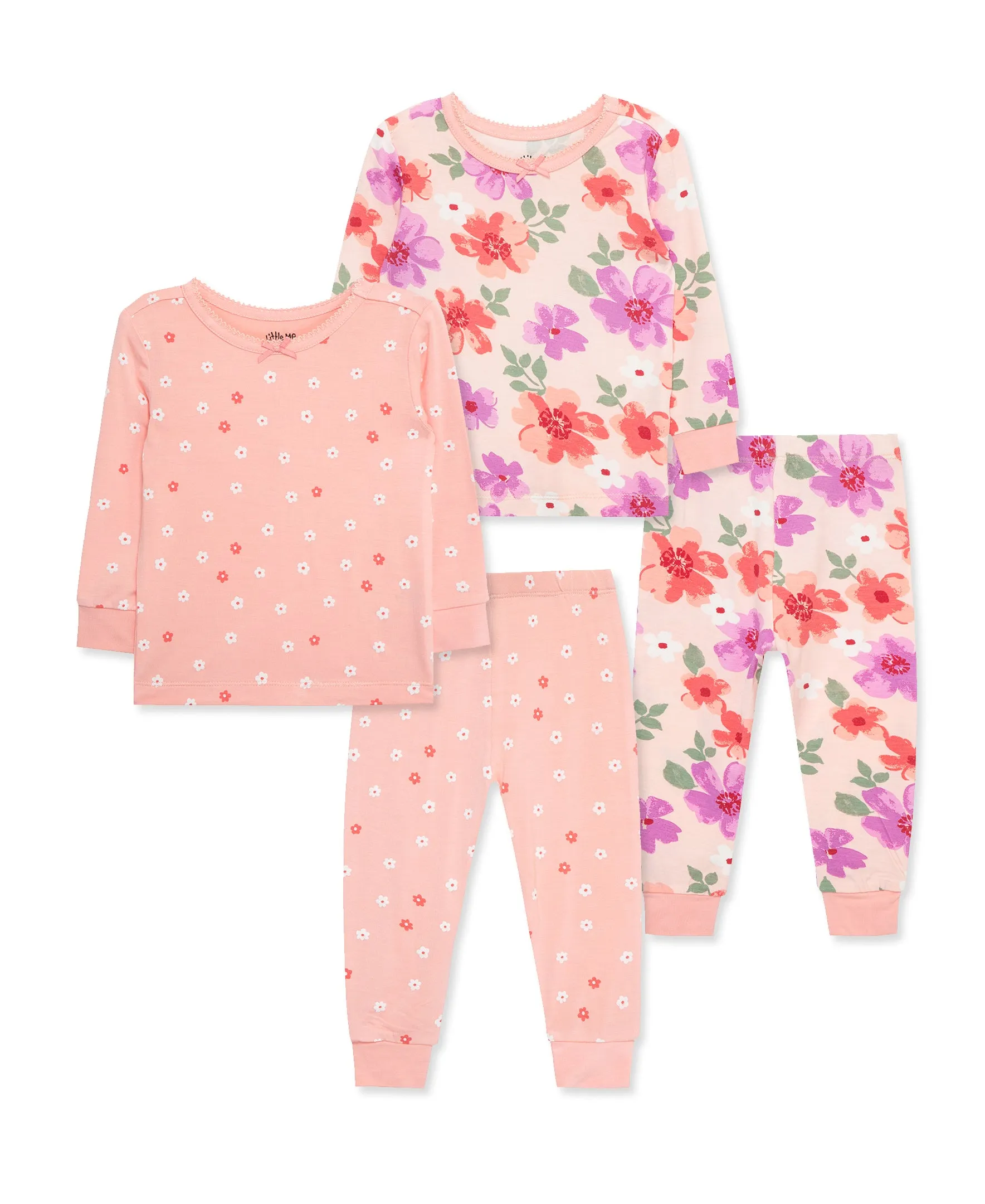 Floral 4-Piece Pajama Set (2T-4T)