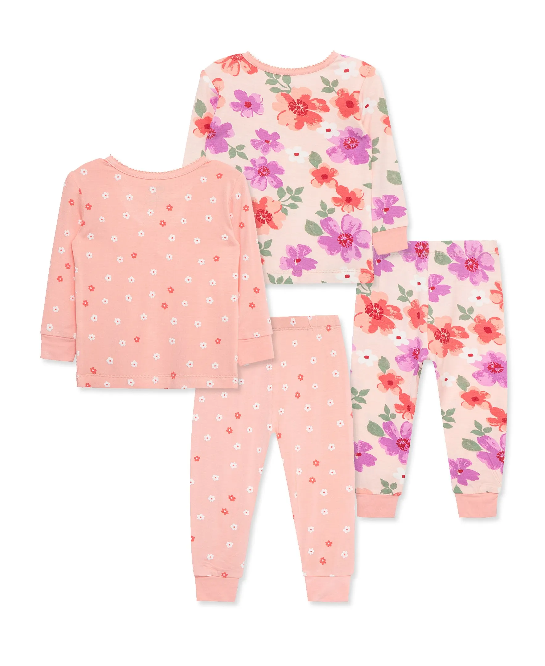 Floral 4-Piece Pajama Set (2T-4T)