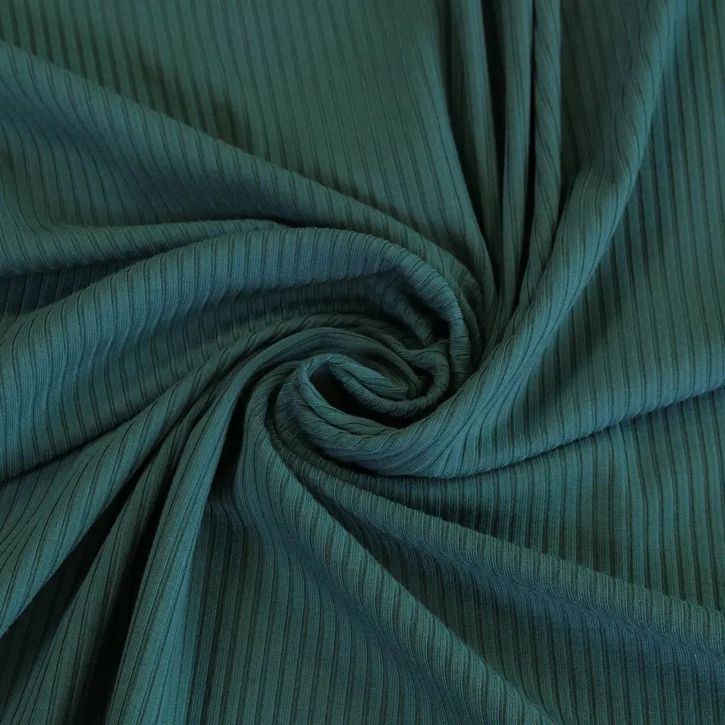 Fuji - Ocean Teal Bamboo and Elastane Rib Knit Fabric