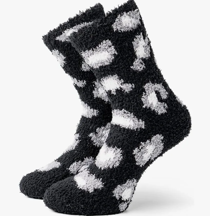 Fuzzy Leopard Print Socks