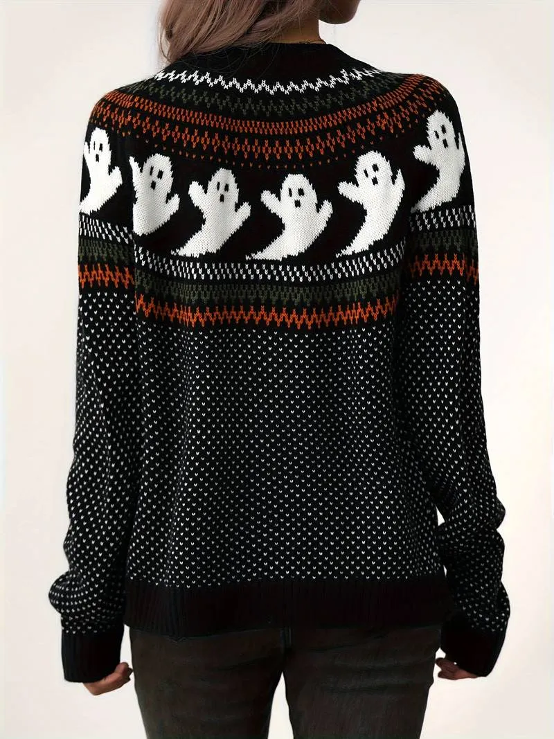 Ghosts Cardigan Sweater (Orange or Black)