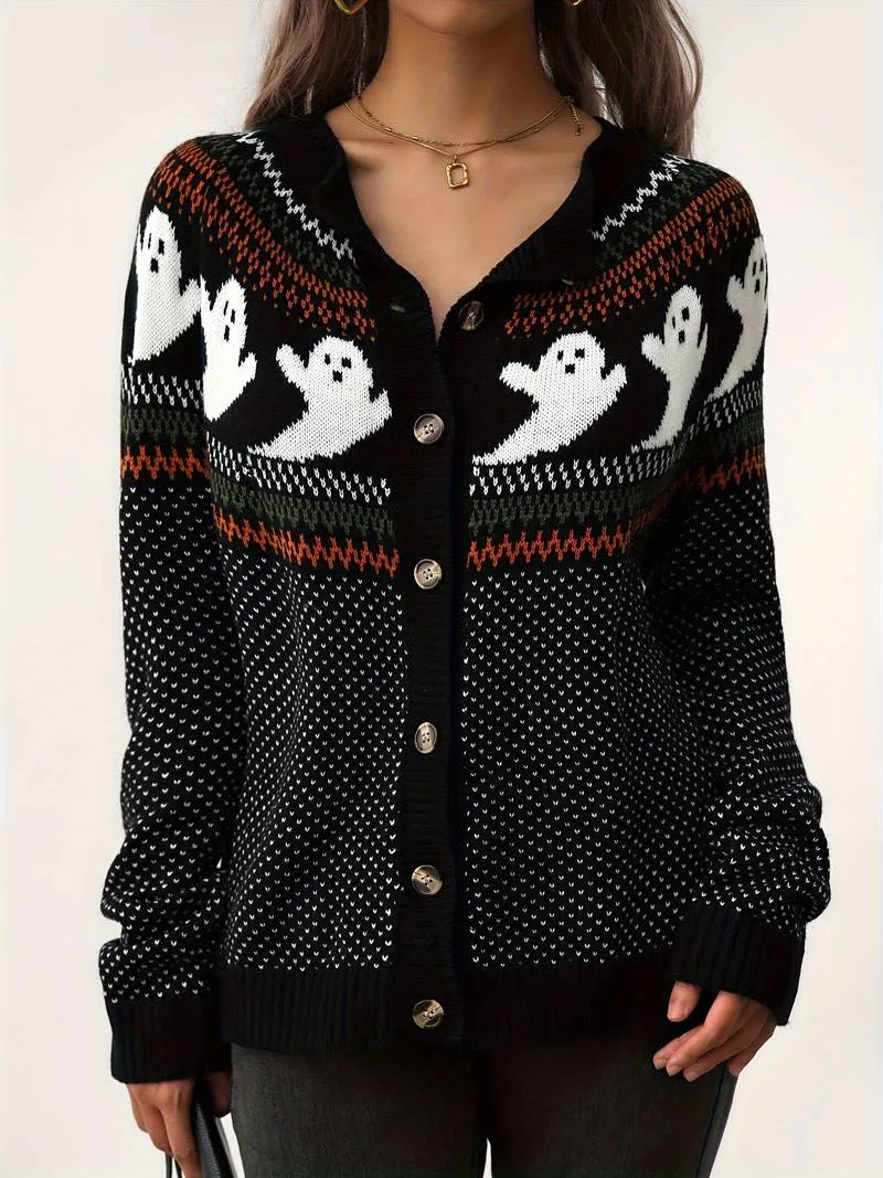 Ghosts Cardigan Sweater (Orange or Black)