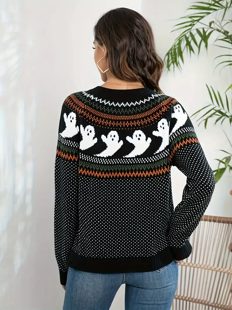 Ghosts Cardigan Sweater (Orange or Black)