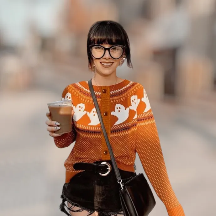 Ghosts Cardigan Sweater (Orange or Black)