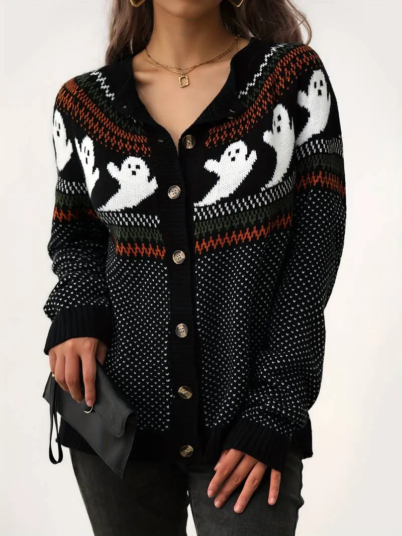 Ghosts Cardigan Sweater (Orange or Black)