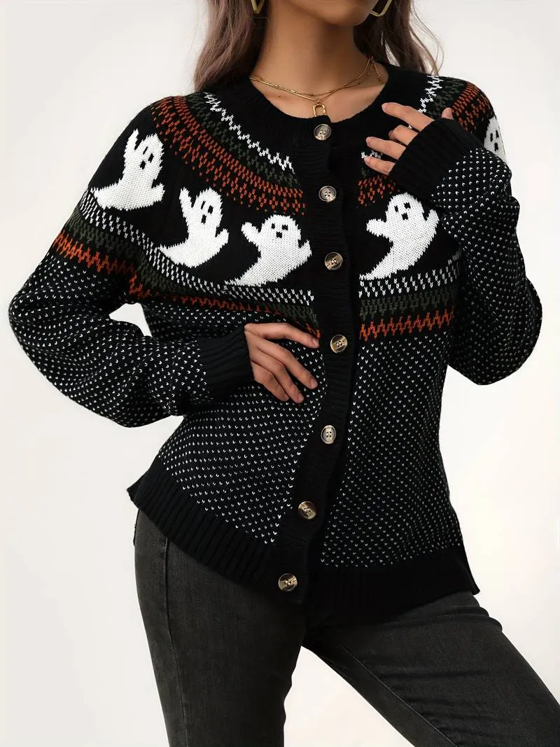 Ghosts Cardigan Sweater (Orange or Black)