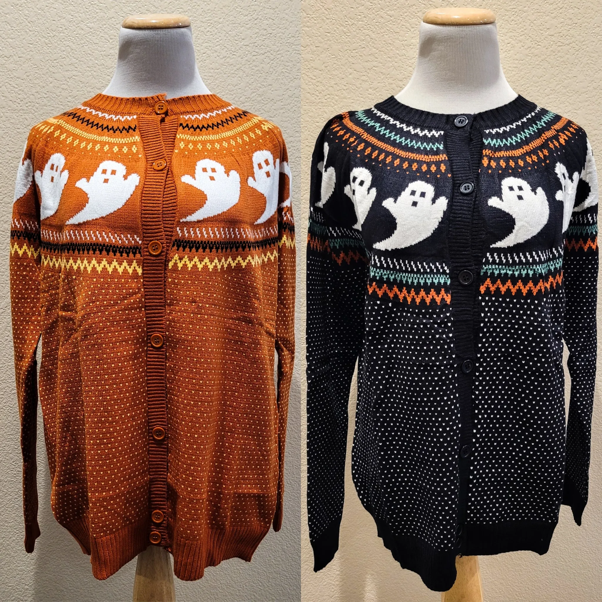 Ghosts Cardigan Sweater (Orange or Black)