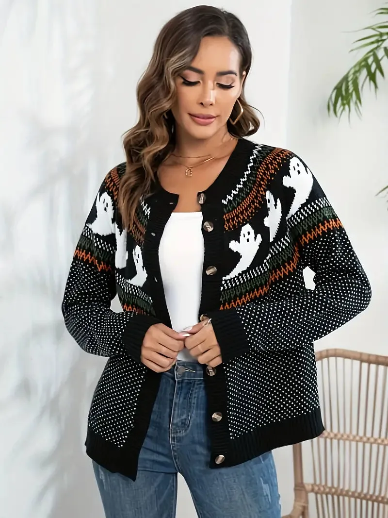 Ghosts Cardigan Sweater (Orange or Black)