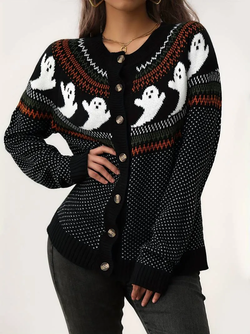 Ghosts Cardigan Sweater (Orange or Black)