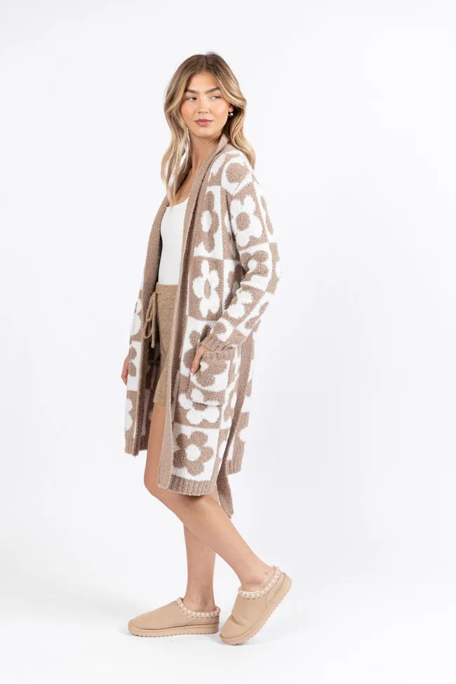 It Was All A Dream Neutral Checkered Floral Robe FINAL SALE