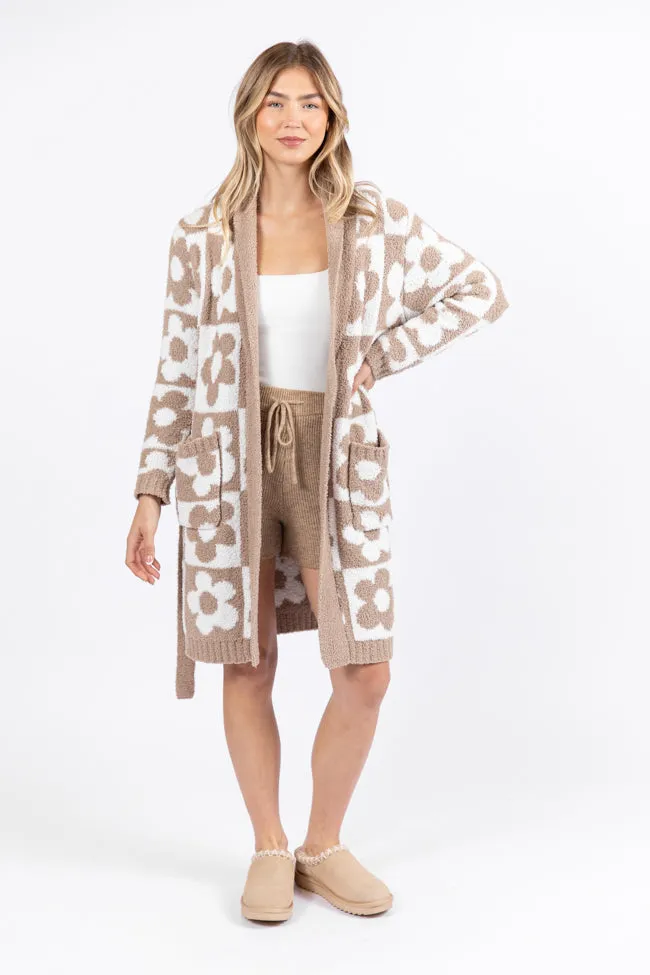 It Was All A Dream Neutral Checkered Floral Robe FINAL SALE