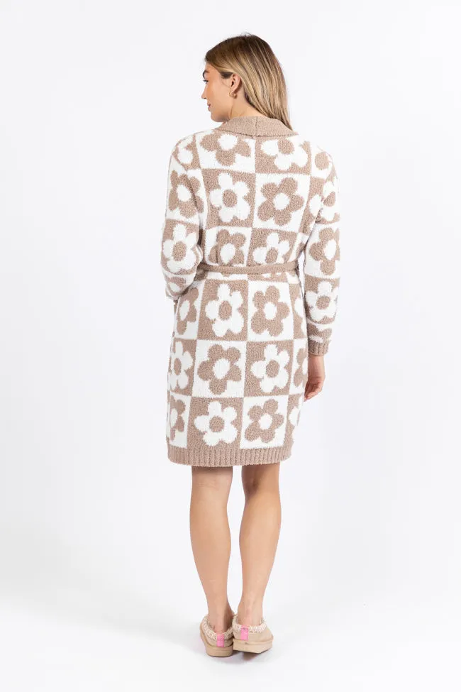 It Was All A Dream Neutral Checkered Floral Robe FINAL SALE