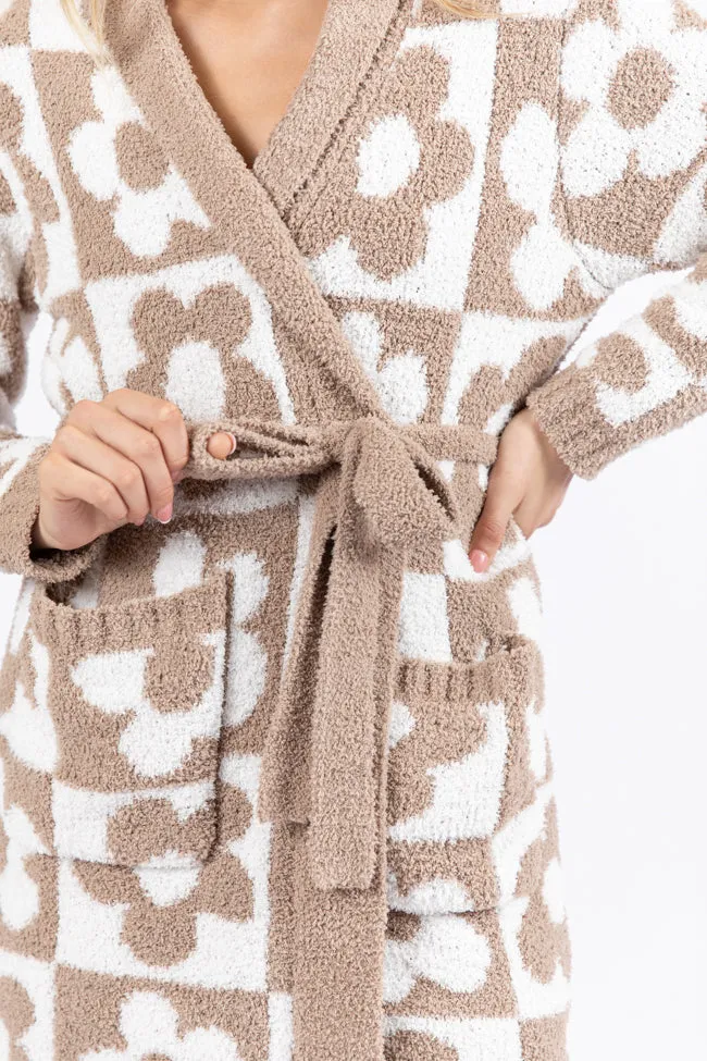 It Was All A Dream Neutral Checkered Floral Robe FINAL SALE