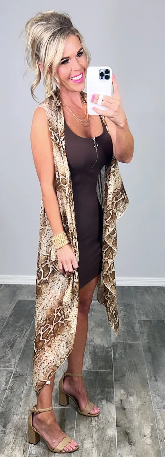 Just Zip It Dress - Brown