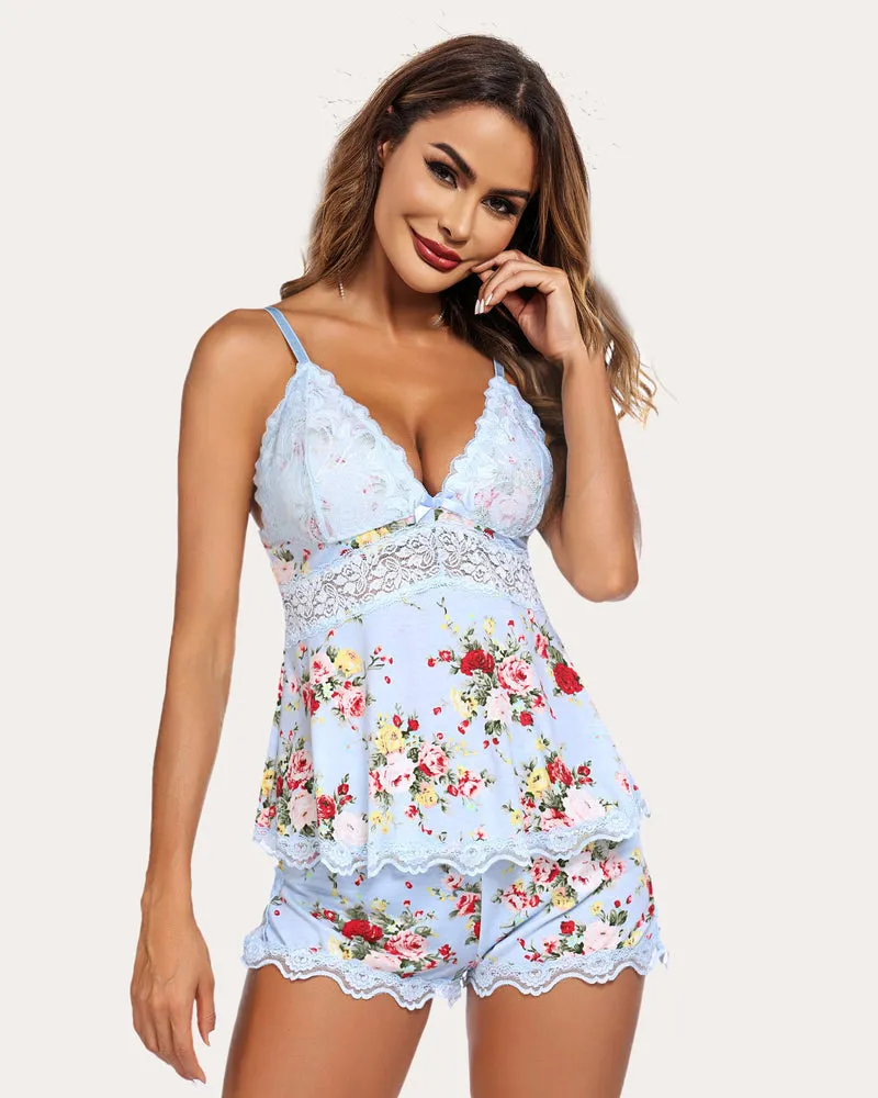 Lace Floral Pajamas Lounge Sets