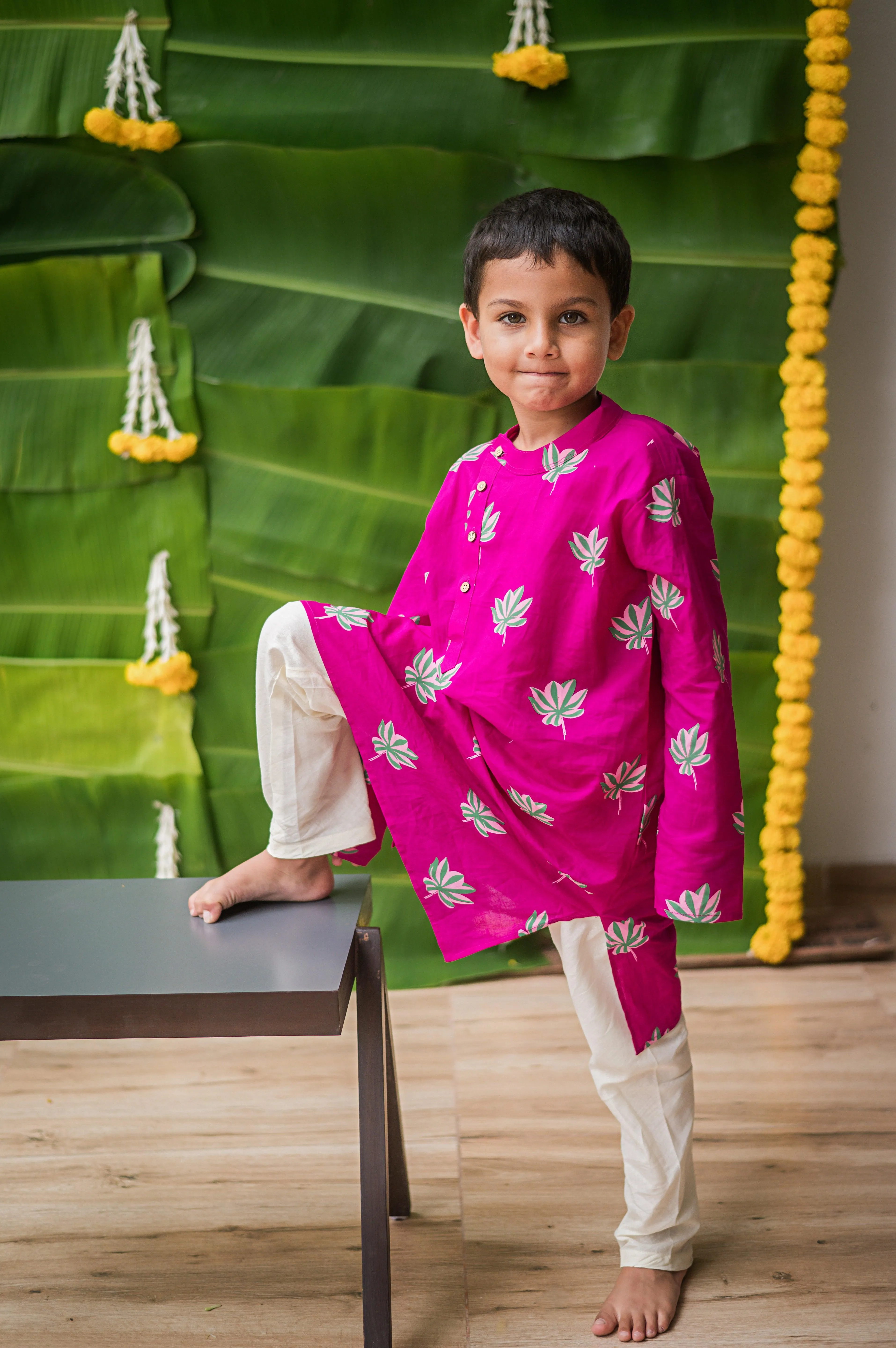 Lotus Bloom Boys Ethnic Wear- Purple