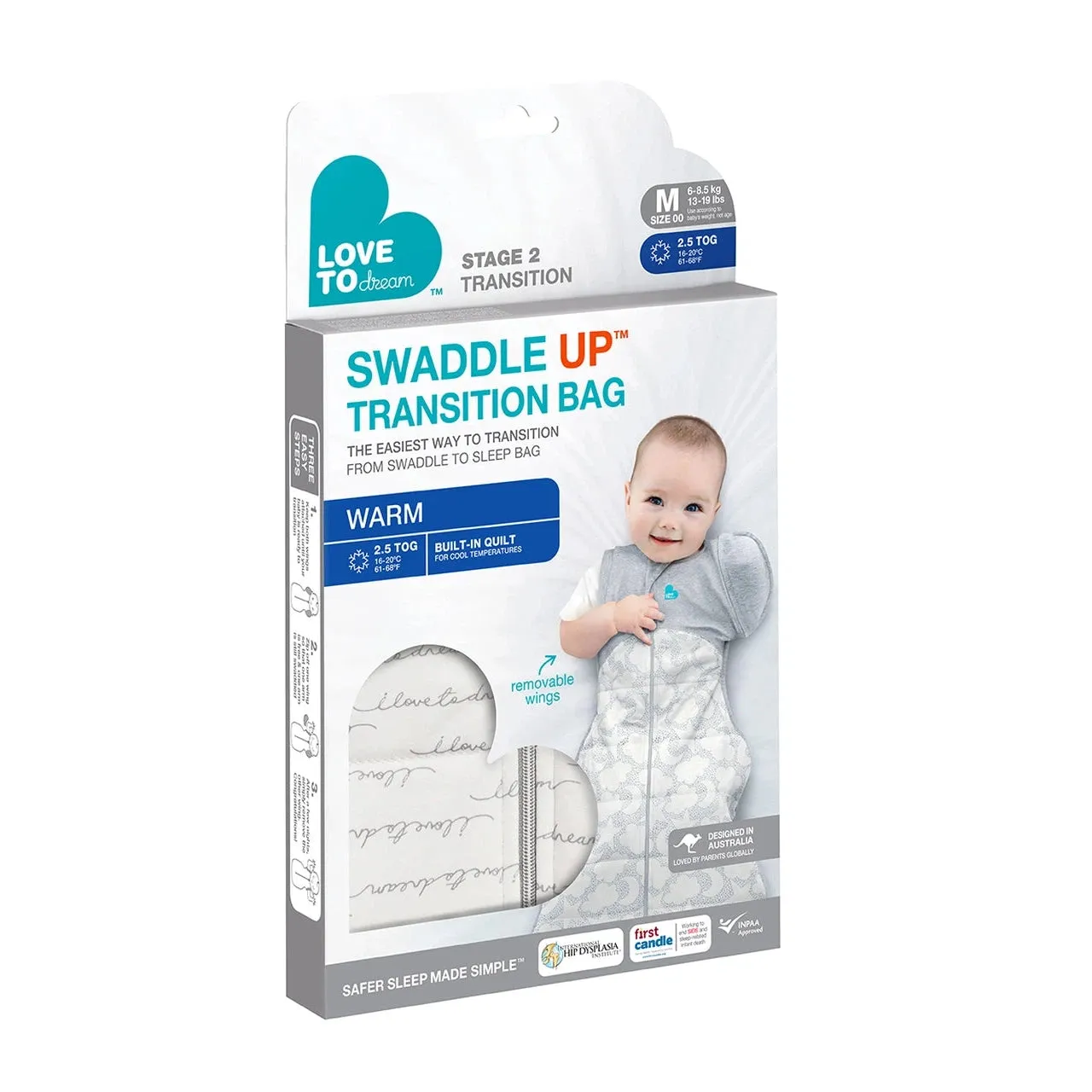 Love to Dream Swaddle Up Transition Bag Warm 2.5 Tog - Dreamer White