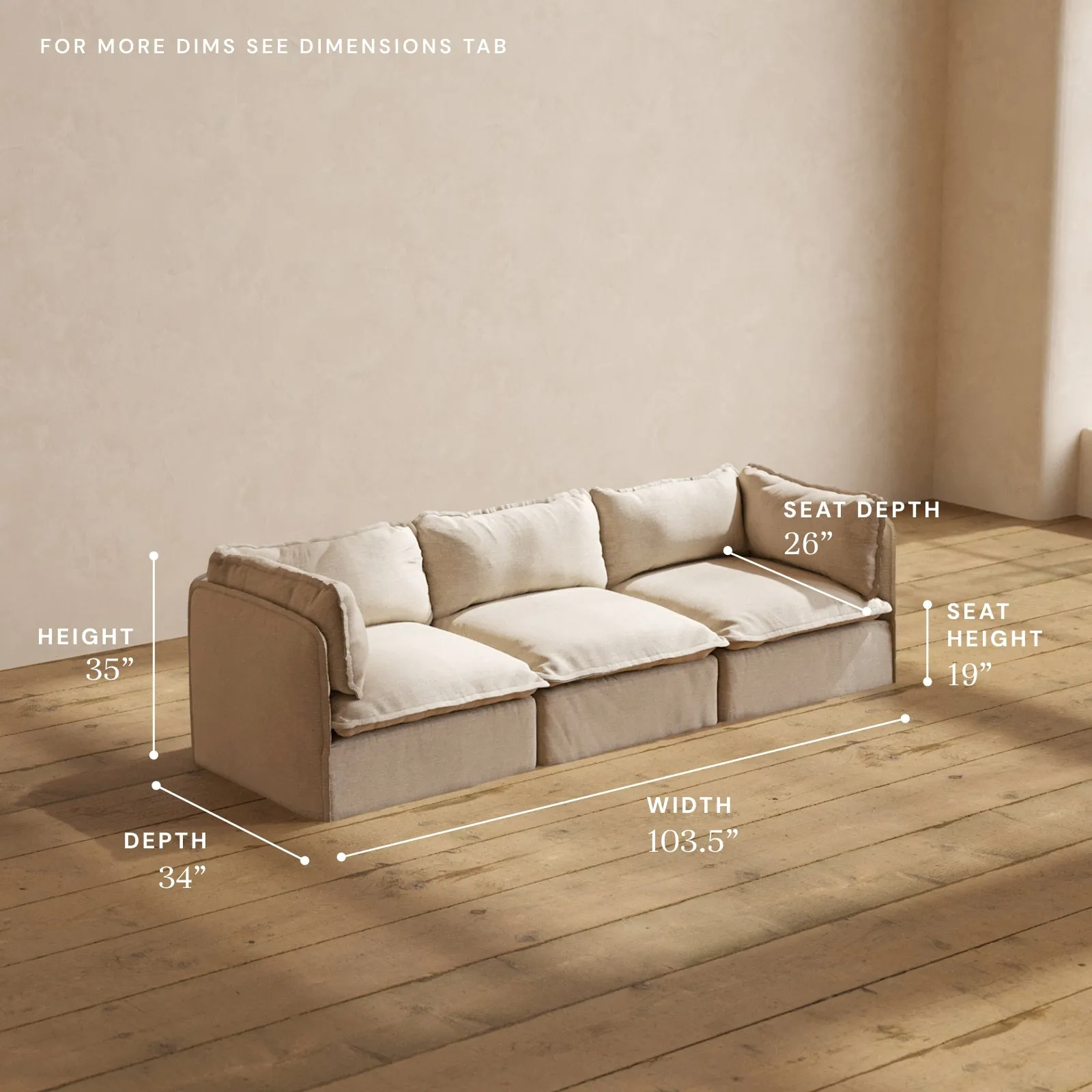 Modular Performance 3-Seater in Oat | Relaxed Blend