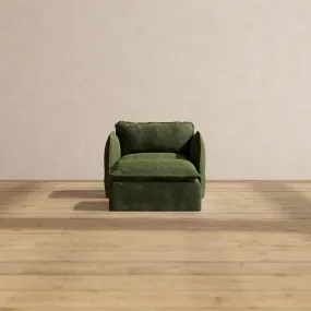 Modular Performance Armchair & Ottoman in Olive | Relaxed Blend